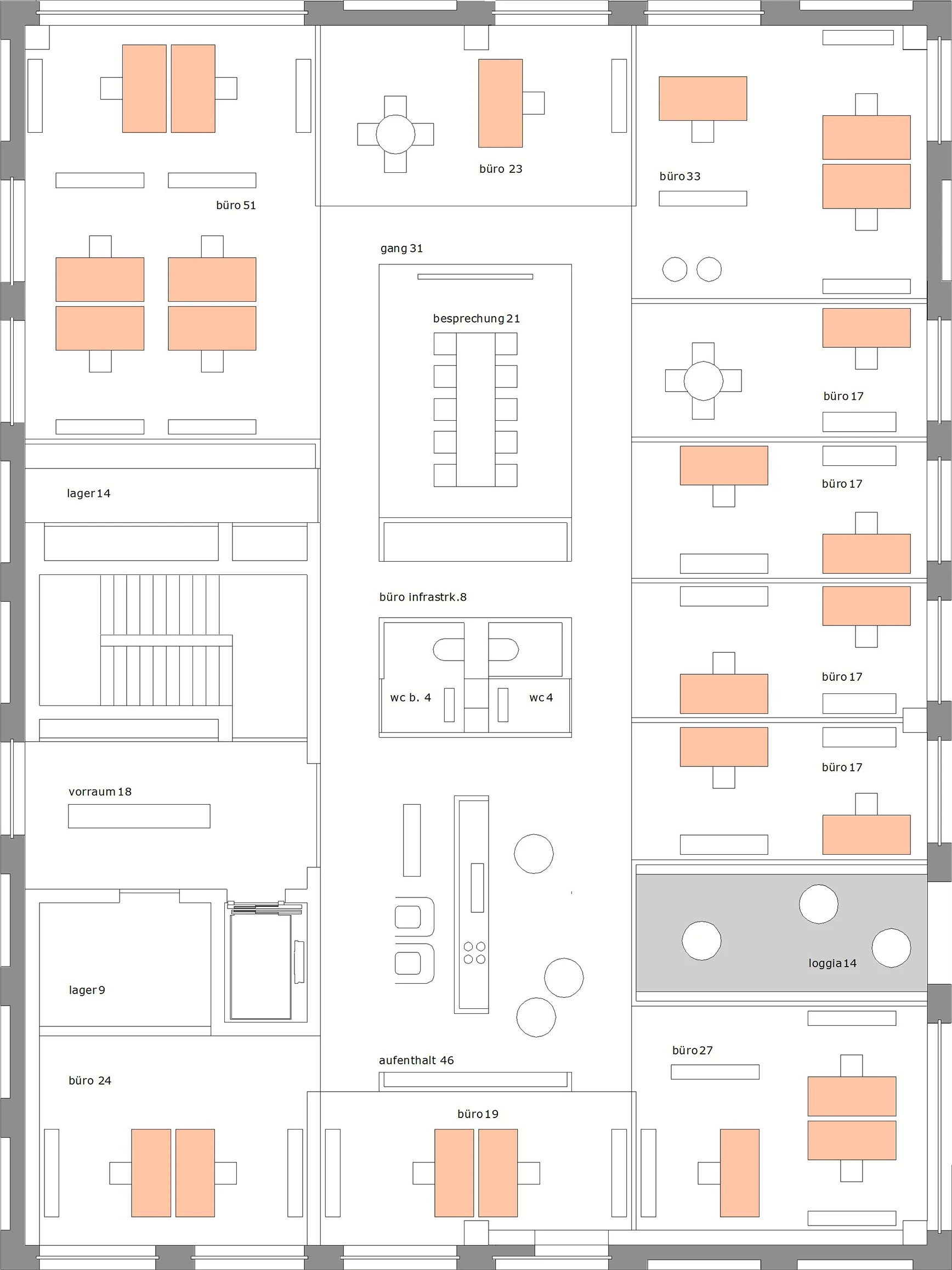Grundriss OG6 – Büro, ca. 430 m²